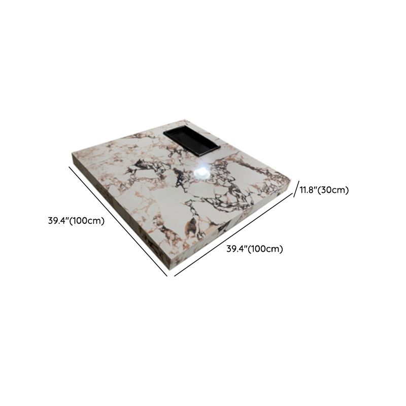 Glam Square Slate Coffee Table Stainless Steel Sled Cocktail Table