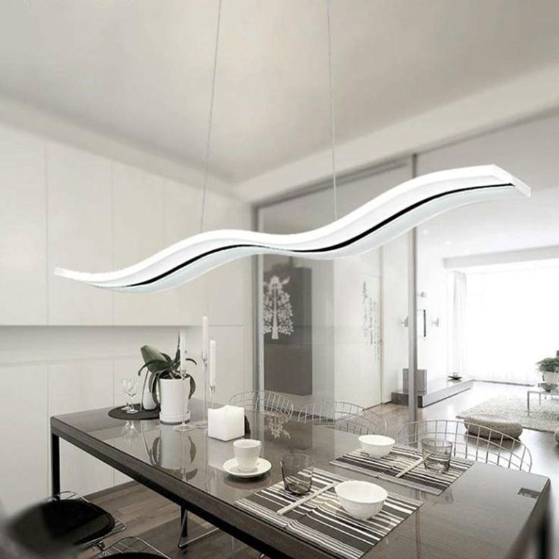 Acrylic White LED Island Light in Modern Concise Style Iron Waveform Pendant Light for Dining Room