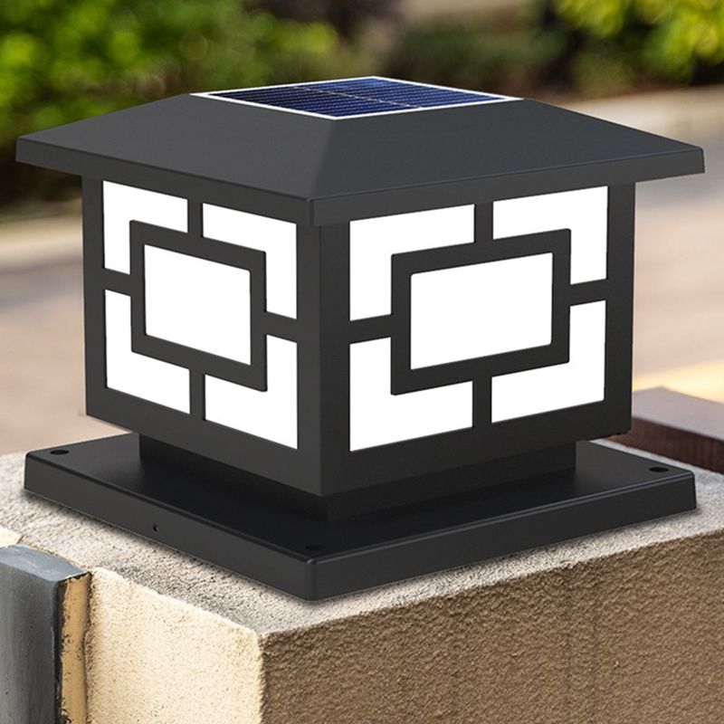 Modern Simple Outdoor Light Square Shape Solar Energy Pillar Lamp for Outdoor