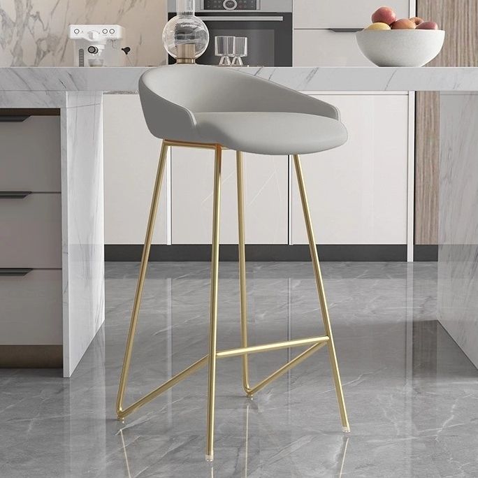 Faux Leather Armless Counter Stool Industrial Low Back Bar Stool