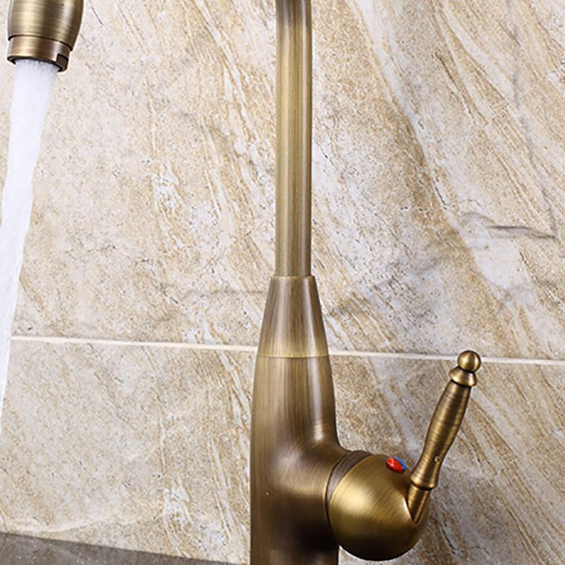 Traditional Kitchen Faucet Solid Brass High Arc Standard Kitchen Faucets Single Handle