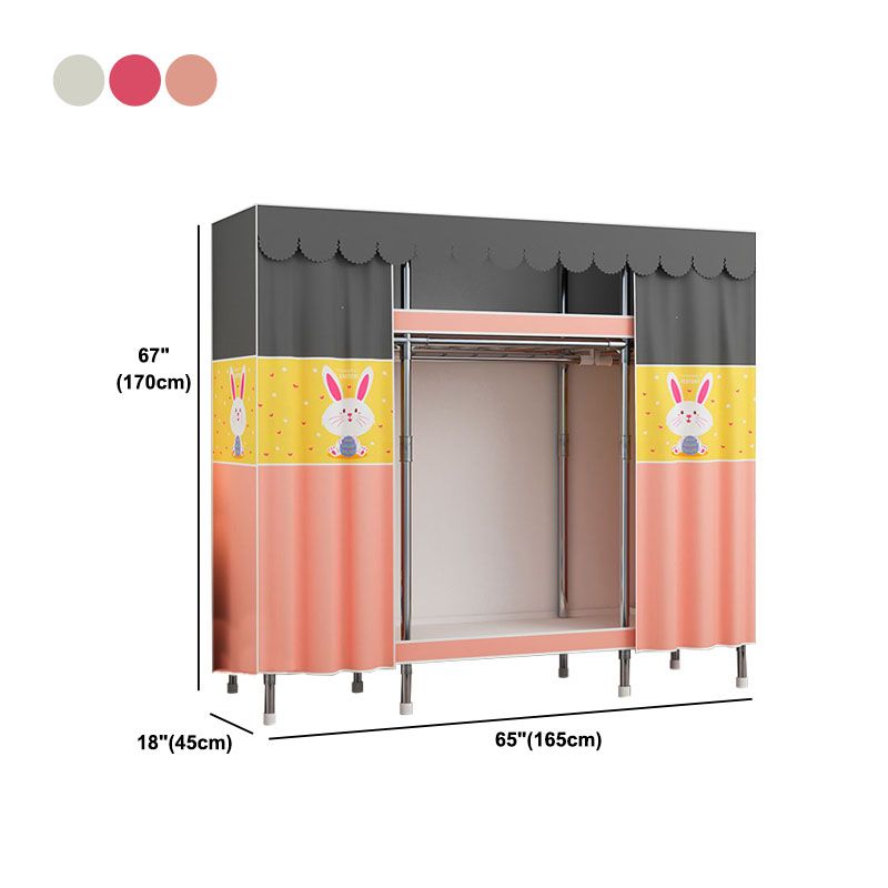 Contemporary Style Steel Wardrobe 2-Tier Metal Wardrobe Closet for Home