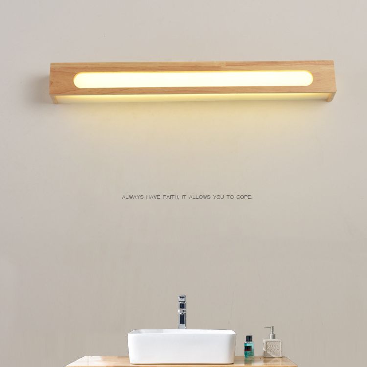 Wooden Rectangular Wall Sconce Lighting Modern Style LED Beige Sconce Light Fixture
