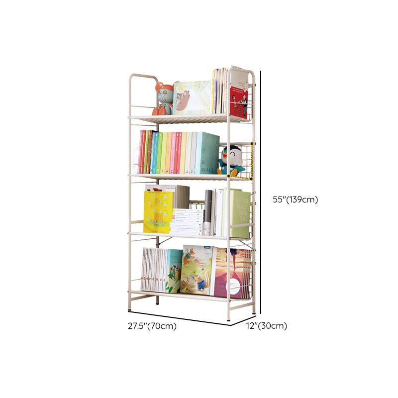 Contemporary Metal Bookcase Standard Closed Back Bookshelf with Shelves