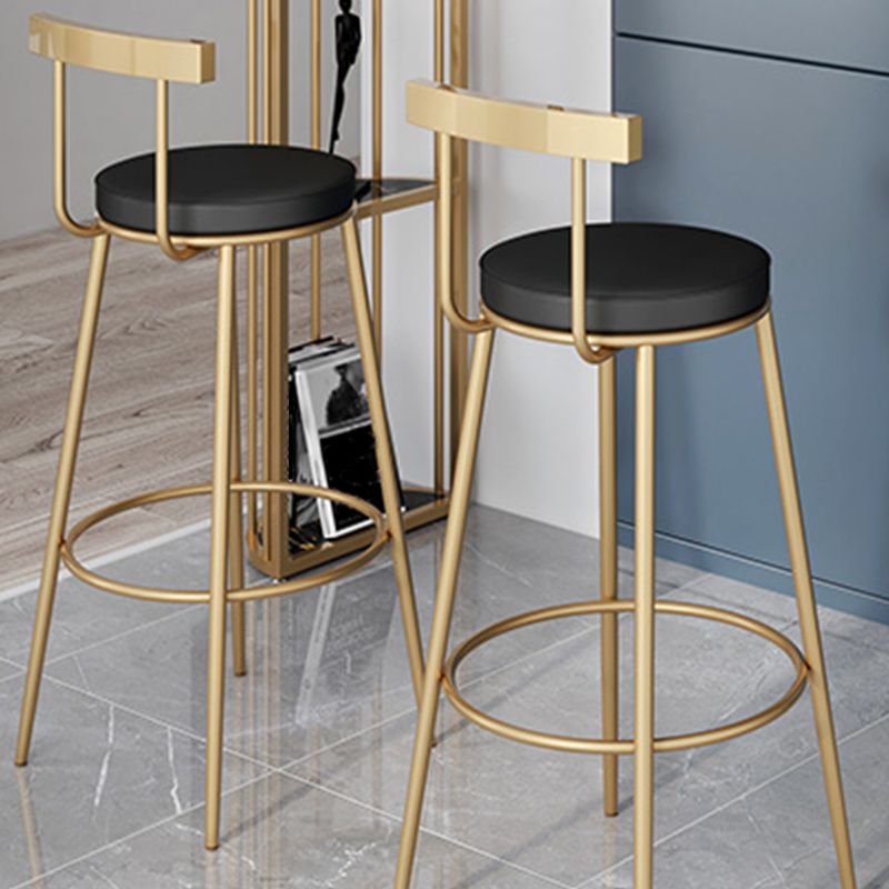 Contemporary Velvet Counter Stool Round Living Room Bar Stool with Metal Legs