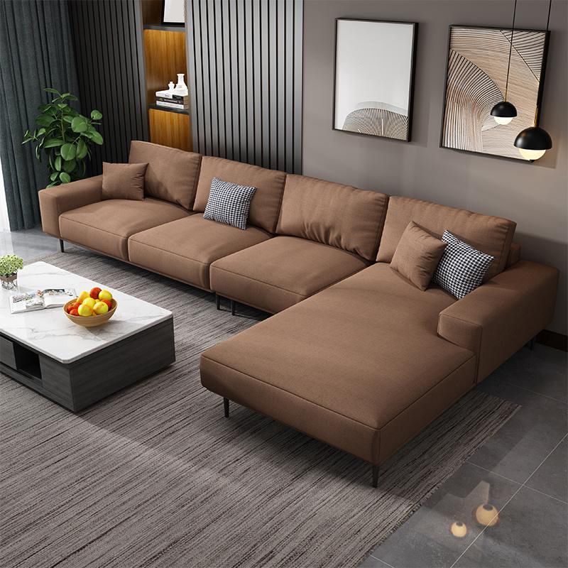 Contemporary Pillow Back Sectional with Recessed Arms for 4 People