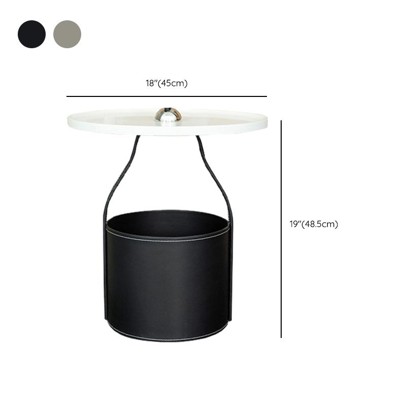 19.68" Wide Metal Side Table Round Tray Top Sofa Side Accent Table