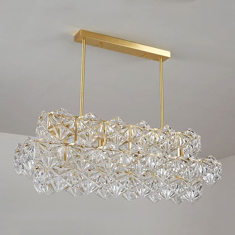 Modernism Golden Ceiling Light Crystal Kitchen Island Lighting for Dining Room