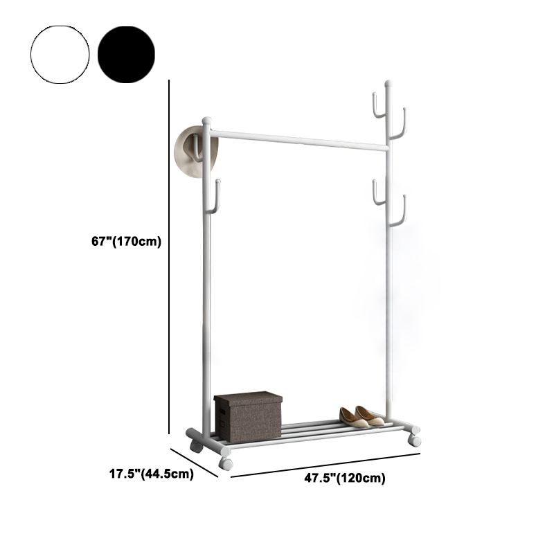 Black and White Steel Armoire Modern Style Cabinet with Clothing Rod