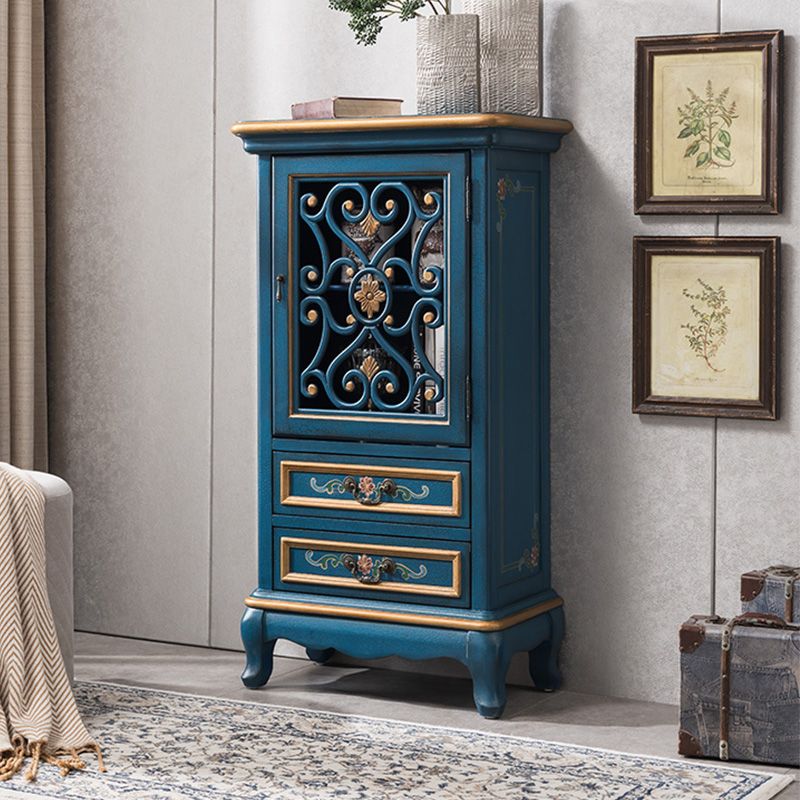 47. 2" Tall Distressed Wood Side Cabinet 2 - Drawer 1 - Door Storage Cabinet