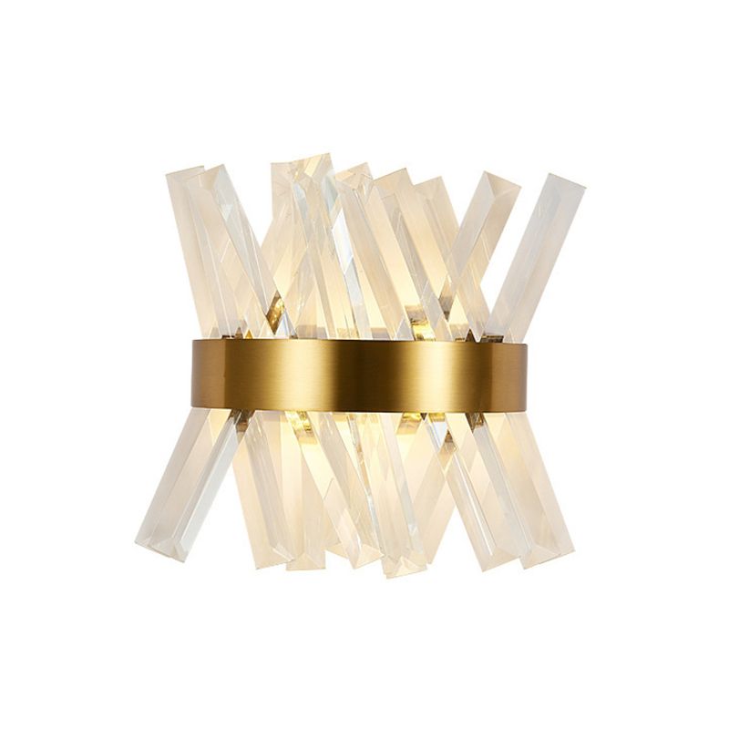 Geometric Shape Crystal Wall Light Modern Style 2 Lights Wall Light Sconce in Gold