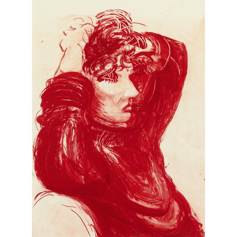Red Celia Painting Wallpaper Murals Moisture Resistant Wall Art for Living Room, Non-Woven