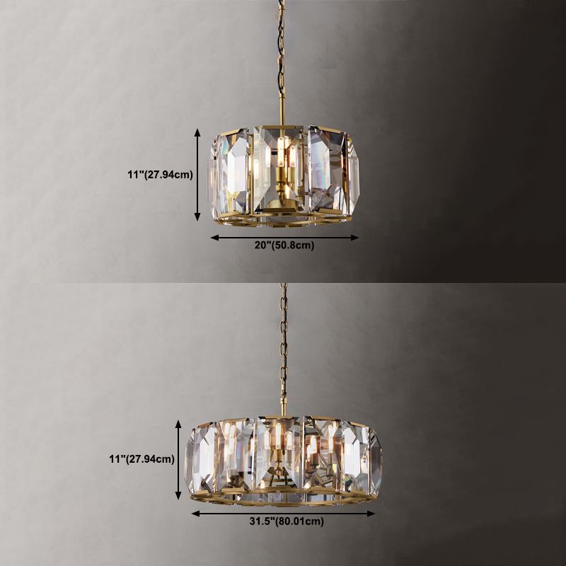 Modern Style Drum Shaped Chandelier Clear Crystal Chandelier for Bedroom