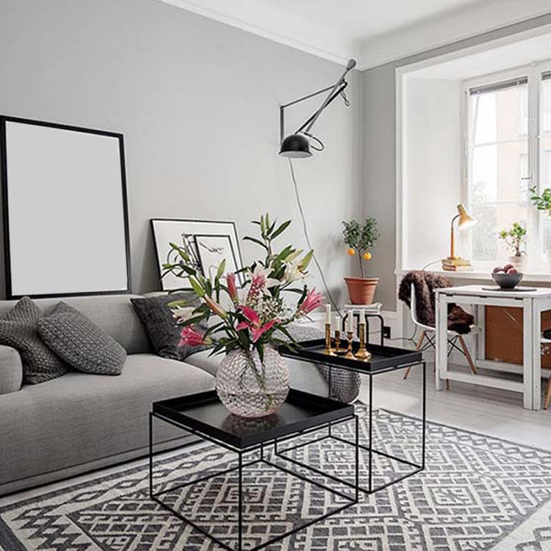 Square Iron Coffee Table Modernism Simple Frame Cocktail Table