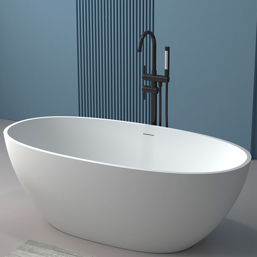 Stone Soaking Bath Antique Finish Oval Back to Wall Bath Tub