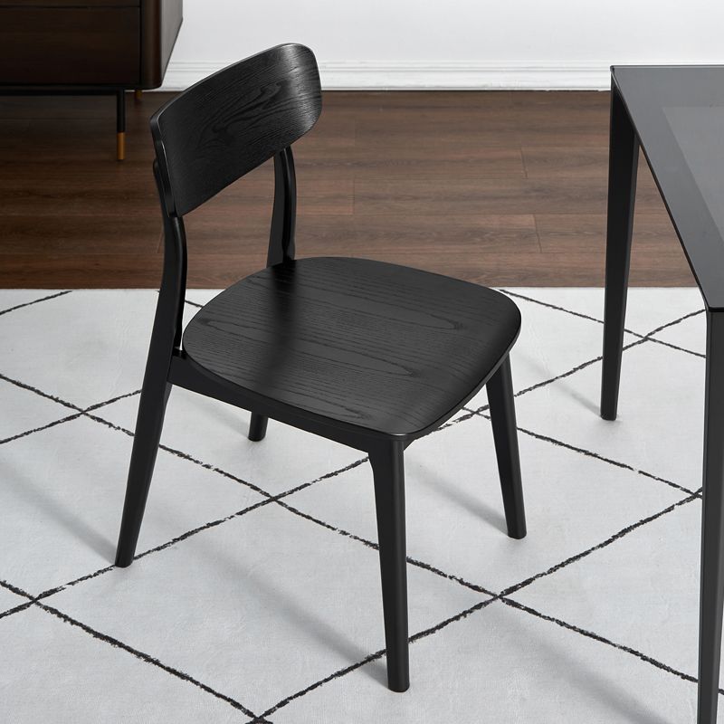 Silla de madera de roble de estilo industrial, sillas de cocina con respaldo abierto (juego de 2)