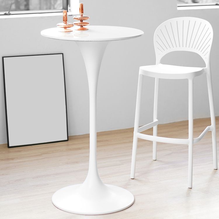 Contemporary Round Bar Stool Table Faux Marble and Stone Bar Table for Small Places