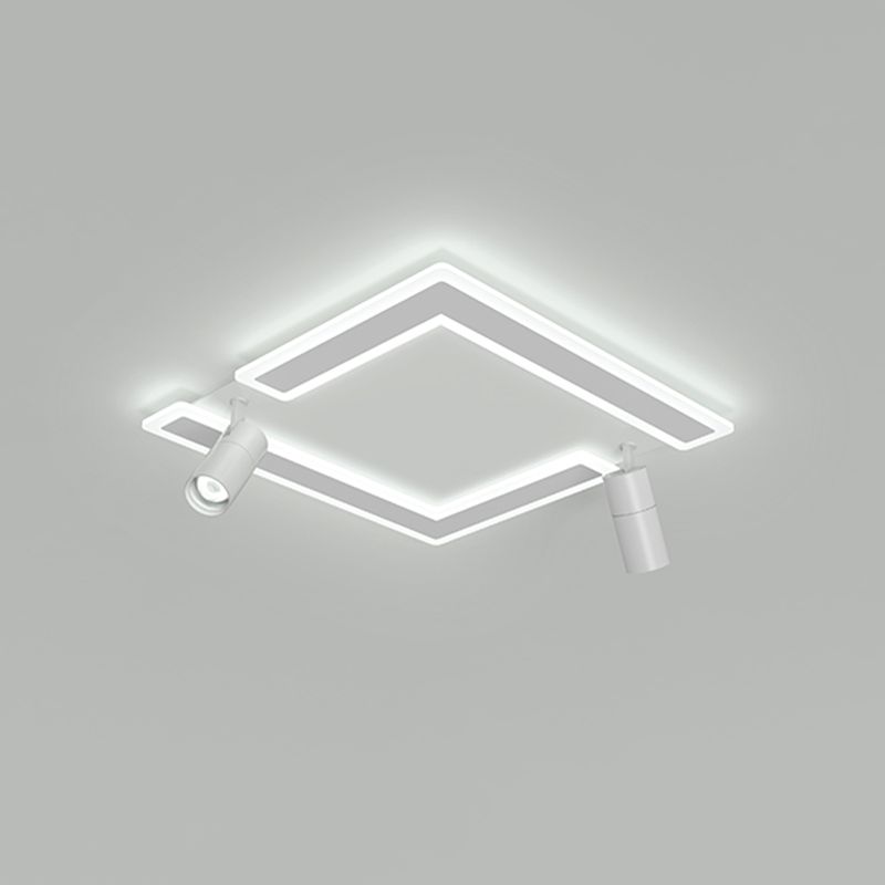 2 Licht rechteckige LED-Flush-Montierung in modernem kreativem Stil weißer Acryl-Deckenleuchte mit verstellbarer Lampe