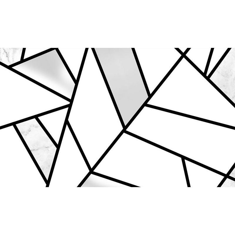 Geometry Line Art Wall Mural Decal Minimalist Non-Woven Cloth Wall Decor in Black-White