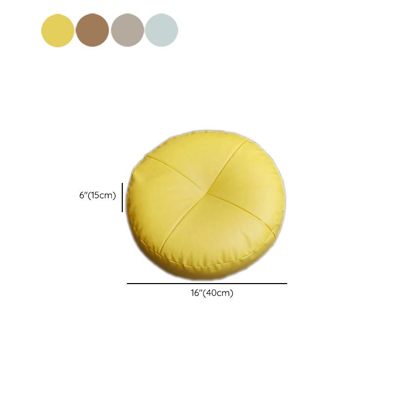 Modern Pouf Ottoman Leather Upholstered Solid Color Round Ottoman