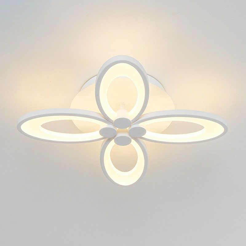 Elliptical LED Semi Flush Mount Modern Acrylic White Flushmount Ceiling Light for Living Room