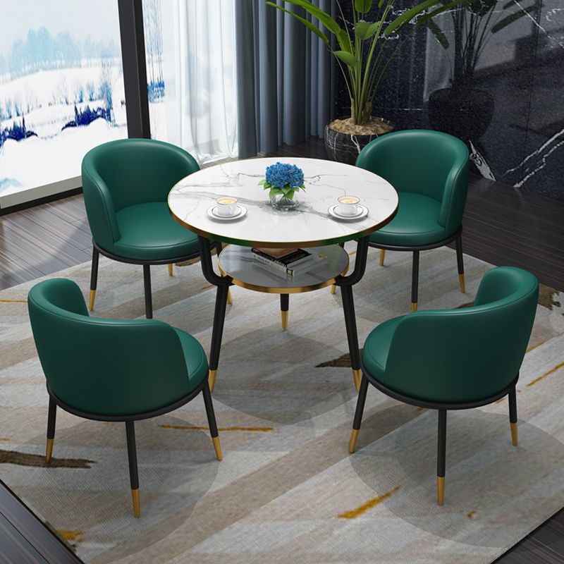 Contemporary MDF Standard Dining Table Round Shape Kitchen Dining Table with 3 Legs Base
