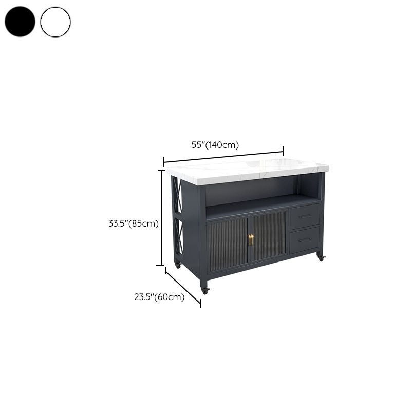 Modern Dining Room Prep Table Rectangular Marble Kitchen Trolley