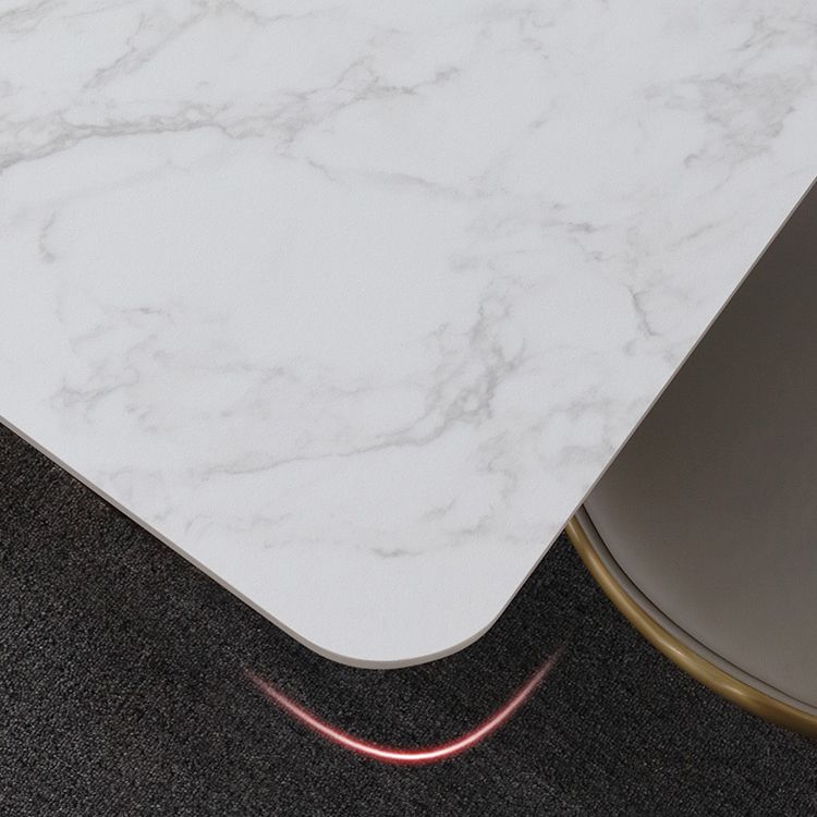 Glam White and Gold Dinette Set 1/4/5/7 Pieces Double Pedestal Dining Table Set