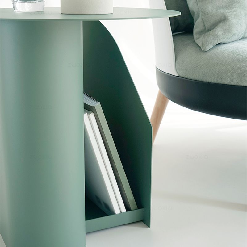 Mid-Century 17.7-inch Metal Round Top Side Table Iron Abstract End Table