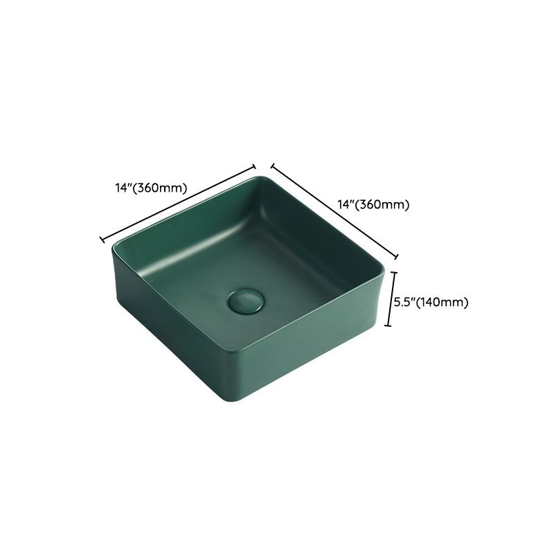 Modern Bathroom Sink Rectangular Vessel Lavatory Sink in Green