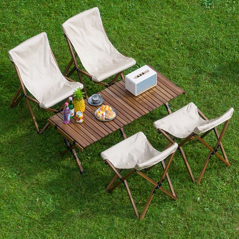 5 Pieces Patio Dining Table Set Modern Rectangular Picnic Table