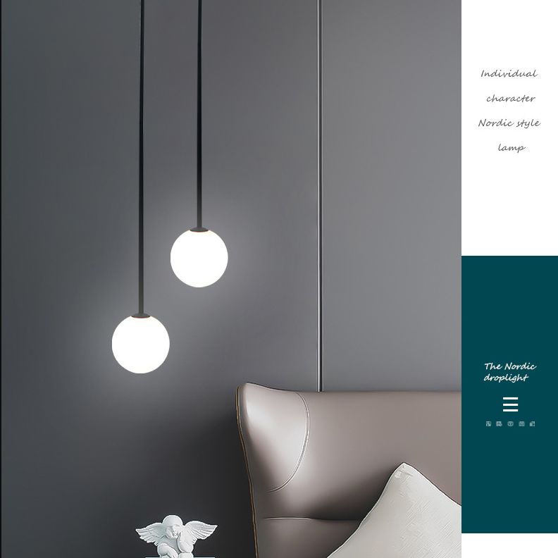 Minimalism Pendant Lighting Fixture Black Globe Hanging Pendant Light with Glass Shade