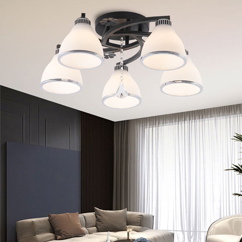 Light de plafond en verre moderne noir Multi Light Flush Mount Plafond Light for Dining Room