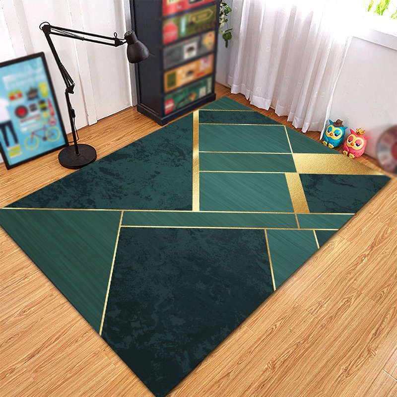 Color Mixed Home Decoration Carpet Simple Geometric Splicing Printed Area Rug Polyester with Non-Slip Backing Rug