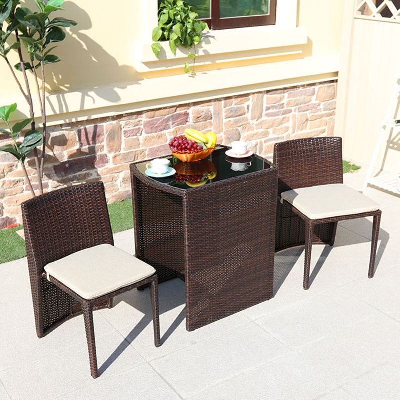 Modern Style Bistro Set Metal Base 3 Pieces Bistro Set for Outdoor