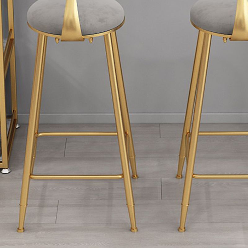 Low Back Indoor Counter Stools Glam Upholstered Footrest Counter Height Stool