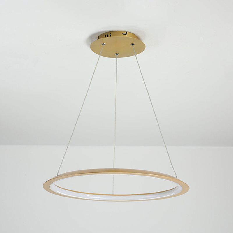 1 Light Round Hanging Light Modern Style Metal LED Hanging Light Fixtures