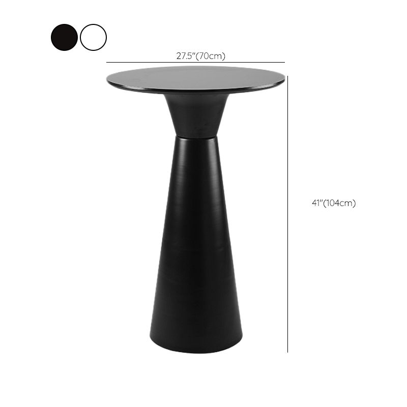 Contemporary Round Bar Height Table Metal Base Bar Table in Black and White