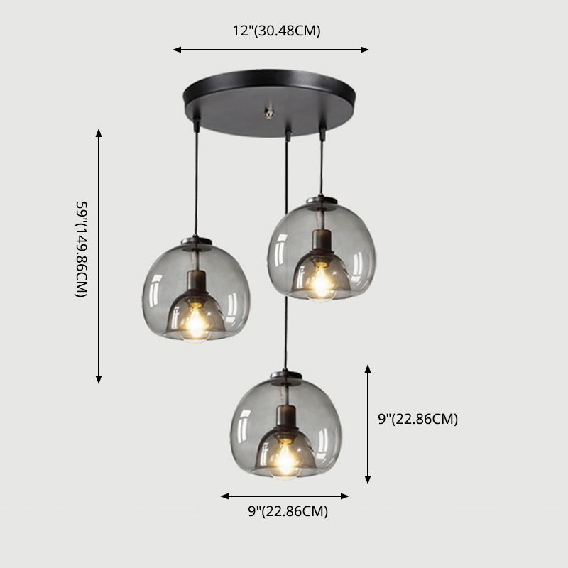 3 lichten bol hanglampverlichting moderne eenvoud glazen hanger verlichtingsarmaturen voor restaurant