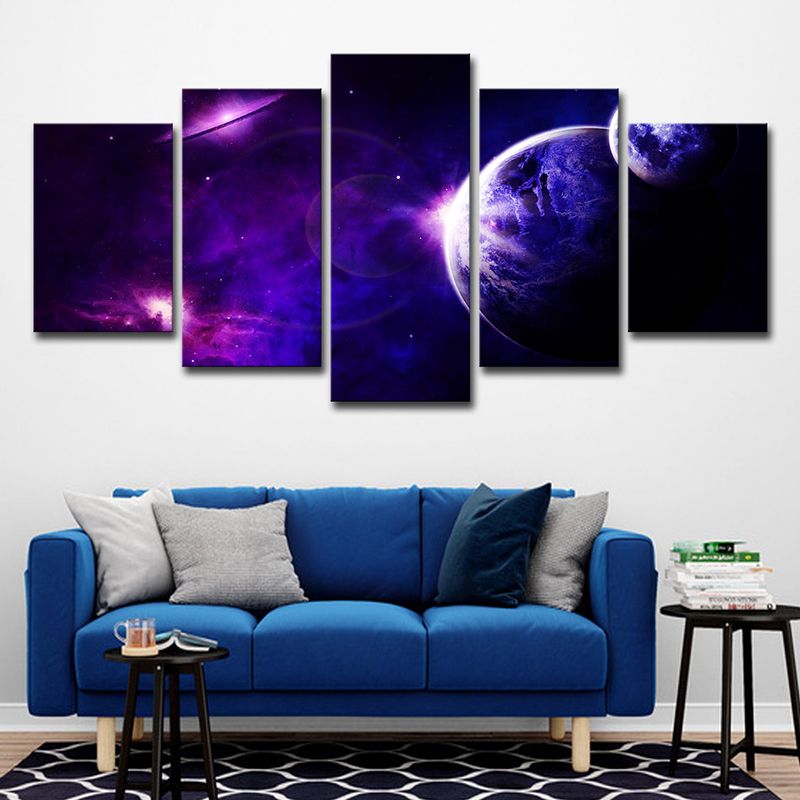 Purple Space Travel Wall Art Multi-Piece Science Fiction Boys Bedroom Canvas Print