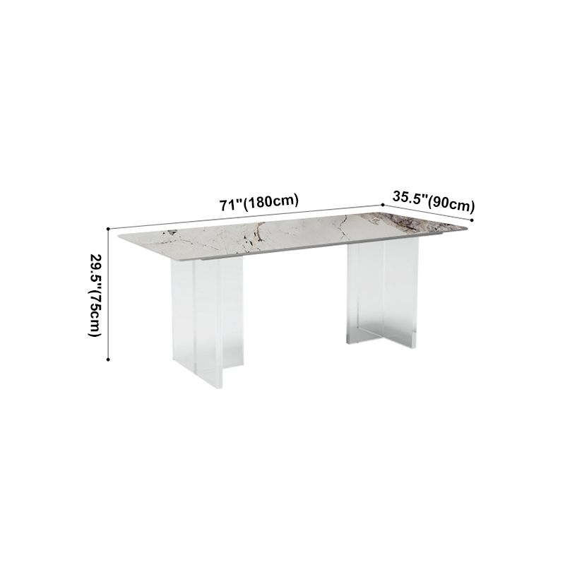 Mesa rectangular contemporánea acrílica mesa de piedra sinterizada para comedor