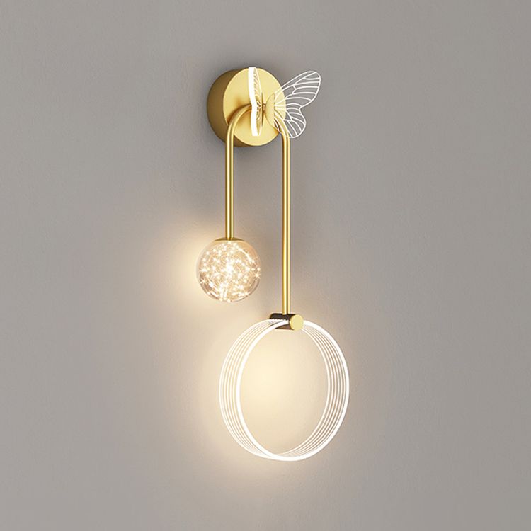 Modern Style Spherical Shape Wall Sconce Glass 3 Light Wall Lighting for Bedroom