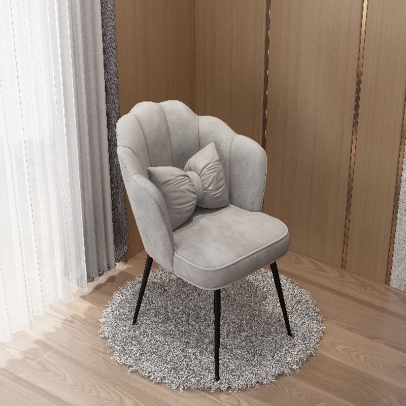 Scandinavian Dining Chair Solid Back Side Chair with 4 Metal Legs for Home Use