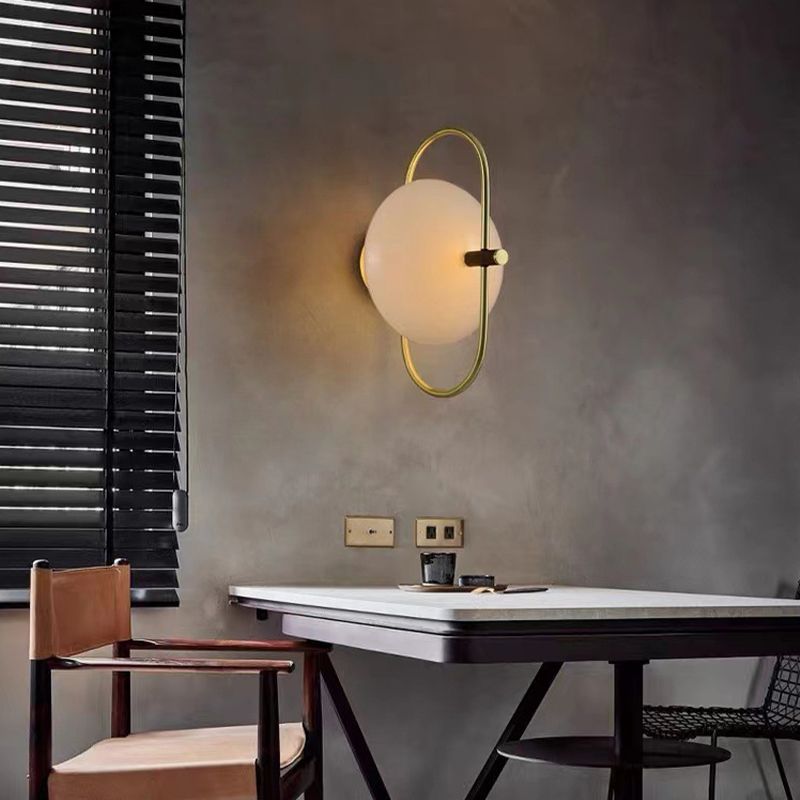 Post Modern Wall Sconce Metal & Glass 1 - Light Wall Light in Gold & Black