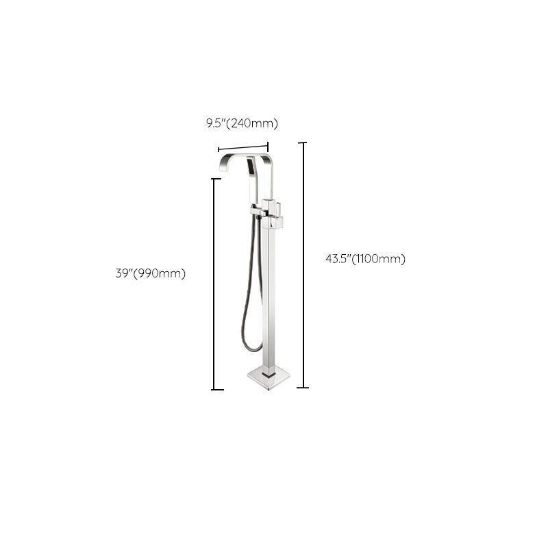 Modern Freestanding Bathtub Faucet Copper Floor Mounted Lever Handle Tub Faucet Trim