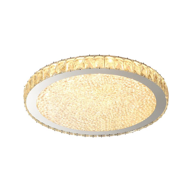 Modern Geometric Flush Light Crystal 1 Light Flush Mount Ceiling Fixture in White