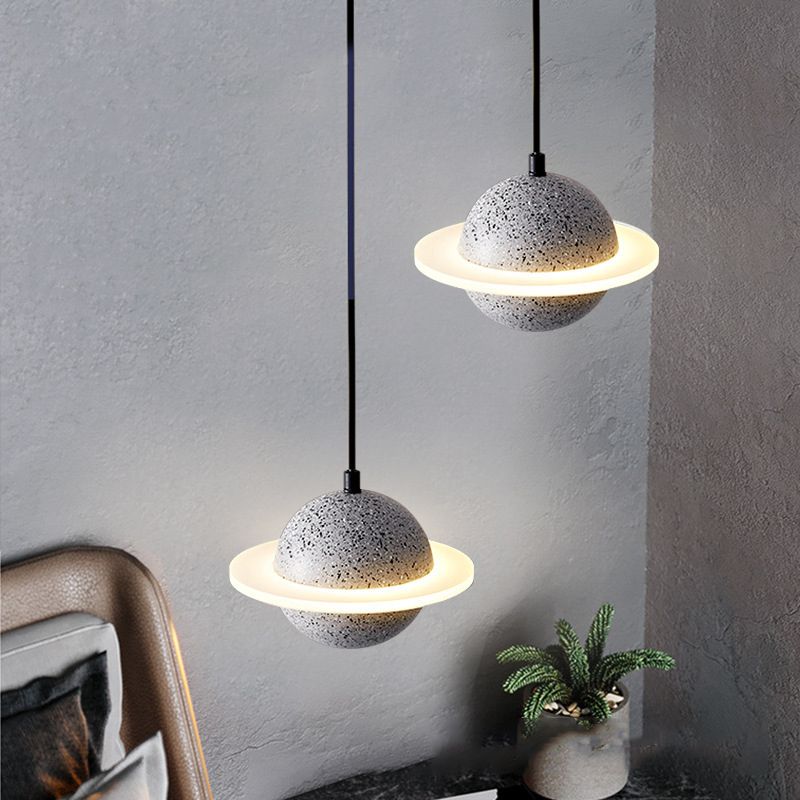 Multi lumières Suspension Round Pendentif Modern Style Stone Down Lighting