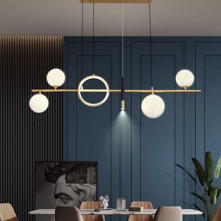 Sala da pranzo ombreggiata isola a sospensione Light Metal LED Isola contemporanea Lampada in oro