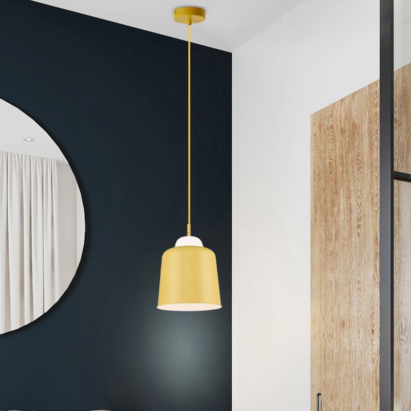 Pot Cover Shape Hanging Lighting Modern Style Metal 1 Light Hanging Lamp for Living Room