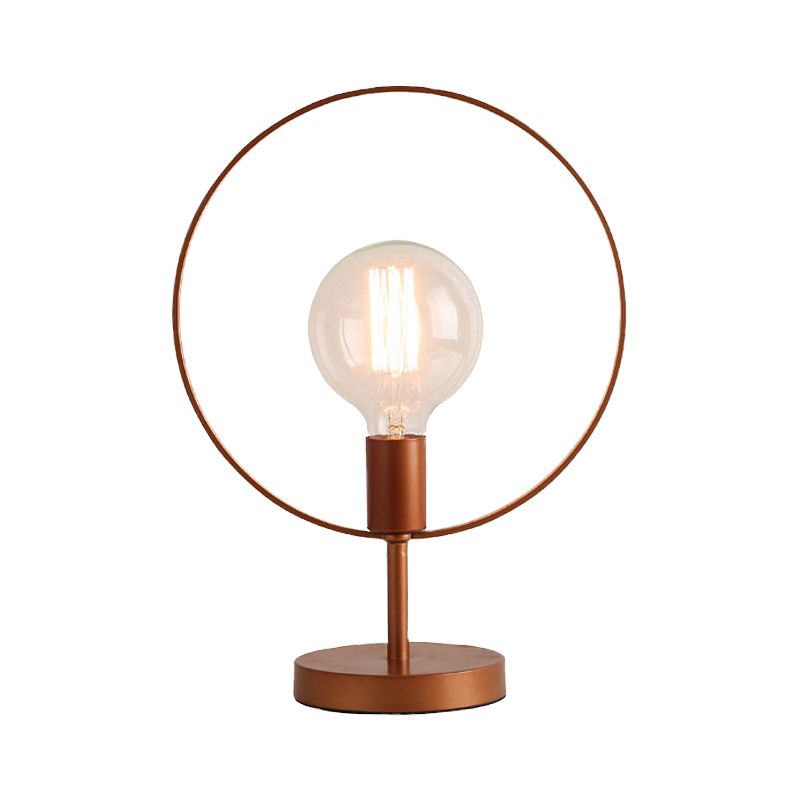 Lampe de bureau circulaire moderniste en métal, lampe de lecture à 1 tête en bordeaux pour étude